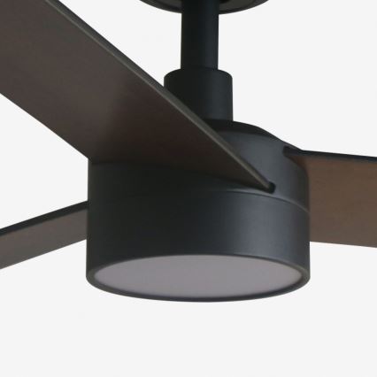 FARO 34298WT1S - LED zatemljiv stropni ventilator RUDDER L LED/18W/230V 2700/3000/4000K premer 132 cm rjava/črna Wi-Fi Tuya + daljinski upravljalnik