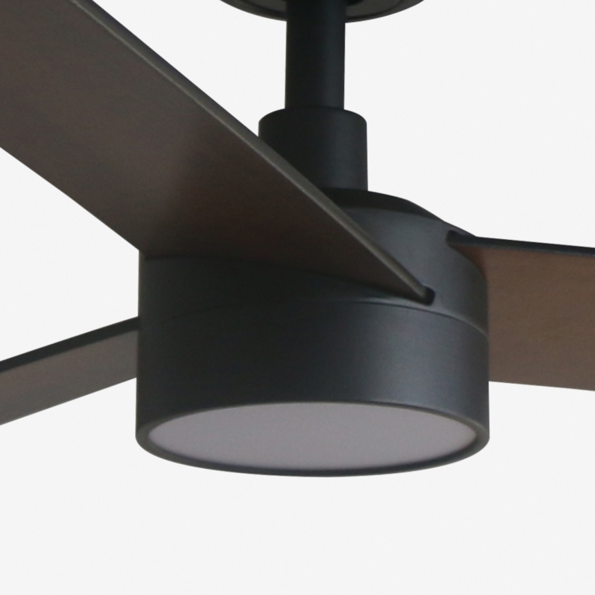 FARO 34298WT1S - LED zatemljiv stropni ventilator RUDDER L LED/18W/230V 2700/3000/4000K premer 132 cm rjava/črna Wi-Fi Tuya + daljinski upravljalnik