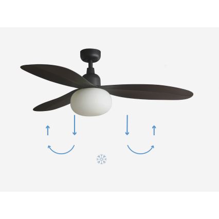 FARO 34301-11L - Stropni ventilator PALMA 1xE27/15W/230V rjava pr. 129 cm IP44 + Daljinski upravljalnik