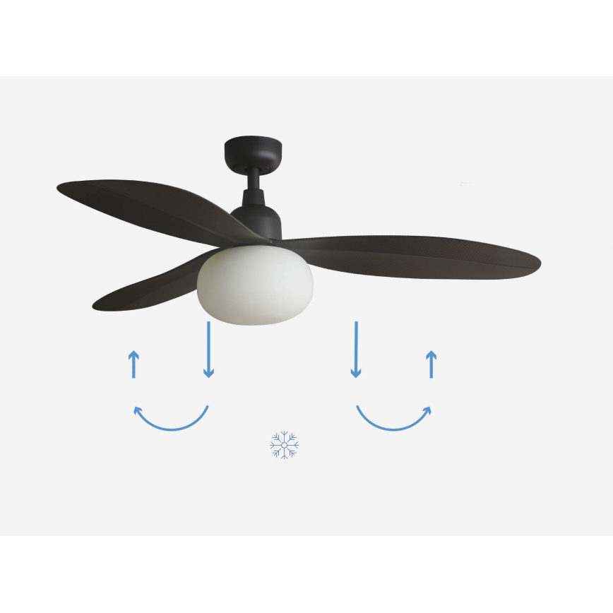 FARO 34301-11L - Stropni ventilator PALMA 1xE27/15W/230V rjava pr. 129 cm IP44 + Daljinski upravljalnik