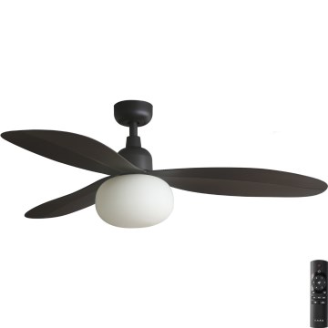 FARO 34301-11L - Stropni ventilator PALMA 1xE27/15W/230V rjava pr. 129 cm IP44 + Daljinski upravljalnik