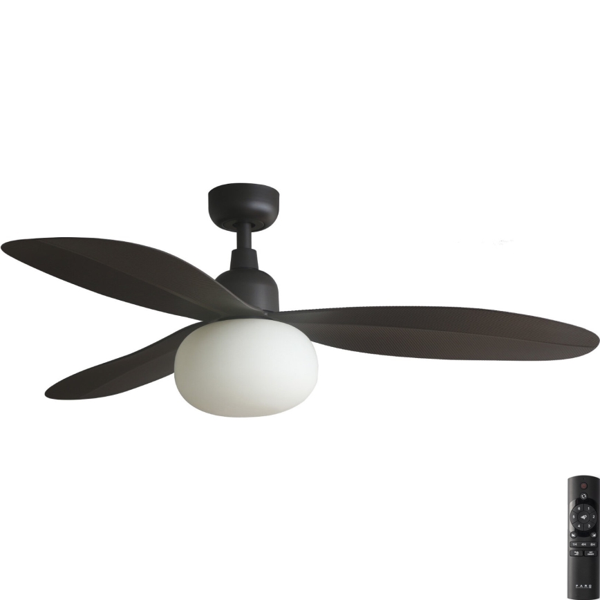 FARO 34301-11L - Stropni ventilator PALMA 1xE27/15W/230V rjava pr. 129 cm IP44 + Daljinski upravljalnik