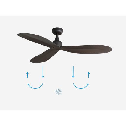 FARO 34301 - Stropni ventilator PALMA rjava pr. 129 cm IP44 + Daljinski upravljalnik