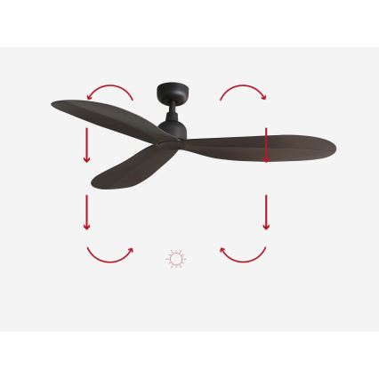 FARO 34301 - Stropni ventilator PALMA rjava pr. 129 cm IP44 + Daljinski upravljalnik