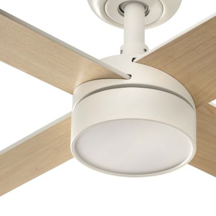 FARO 34355WT-1TW - Zatemljiv LED stropni ventilator RUDDER L LED/18W/230V 2700/3000/4000K bela/bež premer 132 cm Wi-Fi Tuya + daljinski upravljalnik