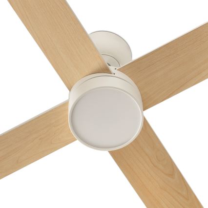 FARO 34355WT-1TW - Zatemljiv LED stropni ventilator RUDDER L LED/18W/230V 2700/3000/4000K bela/bež premer 132 cm Wi-Fi Tuya + daljinski upravljalnik