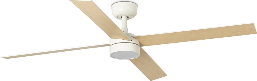 FARO 34355WT-1TW - LED Zatemnitveni stropni ventilator RUDDER L LED/18W/230V 2700/4350/6000K bela/bež pr. 132 cm Wi-Fi Tuya + Daljinski upravljalnik
