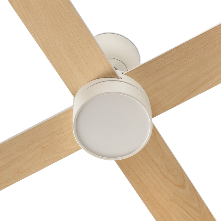 FARO 34355WT-1TW - LED Zatemnitveni stropni ventilator RUDDER L LED/18W/230V 2700/4350/6000K bela/bež pr. 132 cm Wi-Fi Tuya + Daljinski upravljalnik