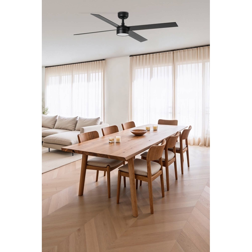 FARO 34356-1TW - LED Zatemnitveni stropni ventilator RUDDER L LED/20W/230V črna/rjava pr. 132 cm + Daljinski upravljalnik