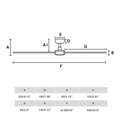 FARO 34356 - Stropni ventilator RUDDER L rjava/črna pr. 132 cm + Daljinski upravljalnik