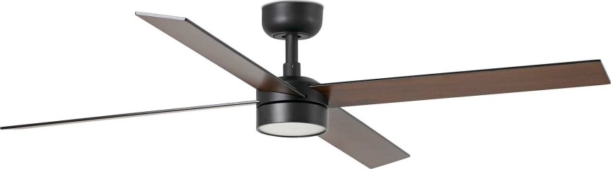 FARO 34356WT-1TW - LED Zatemnitveni stropni ventilator RUDDER L LED/18W/230V 2700/4350/6000K rjava/črna pr. 132 cm Wi-Fi Tuya + Daljinski upravljalnik