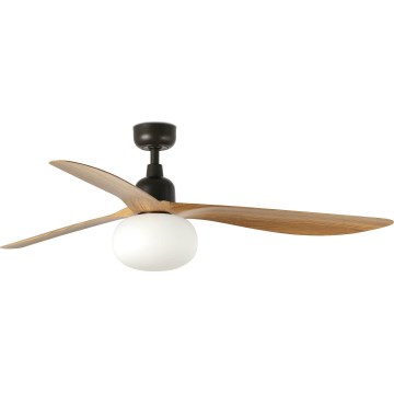 FARO 34360WT-11L - Stropni ventilator OUTWOOD L 1xE27/15W/230V rjava/črna pr. 150 cm Wi-Fi Tuya IP44 + Daljinski upravljalnik