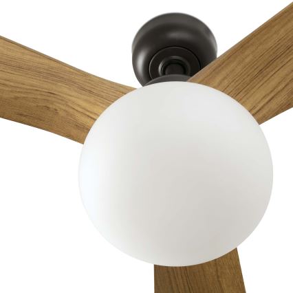 FARO 34360WT-11L - Stropni ventilator OUTWOOD L 1xE27/15W/230V rjava/črna pr. 150 cm Wi-Fi Tuya IP44 + Daljinski upravljalnik