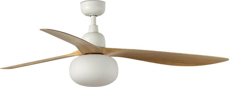 FARO 34361WT-11L - Stropni ventilator OUTWOOD L 1xE27/15W/230V rjava/bela pr. 150 cm Wi-Fi Tuya IP44 + Daljinski upravljalnik