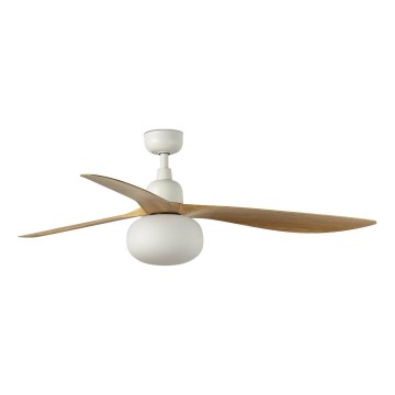 FARO 34361WT-11L - stropni ventilator OUTWOOD L 1xE27/15W/230V rjava/bela Ø150 cm Wi-Fi Tuya IP44 + daljinski