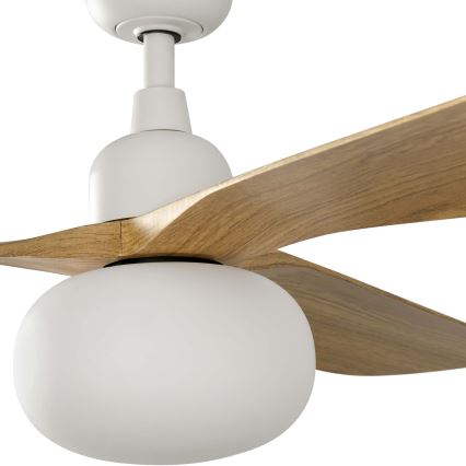 FARO 34361WT-11L - Stropni ventilator OUTWOOD L 1xE27/15W/230V rjava/bela pr. 150 cm Wi-Fi Tuya IP44 + Daljinski upravljalnik