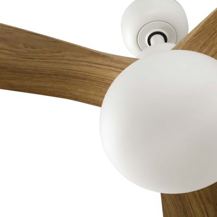FARO 34361WT-11L - Stropni ventilator OUTWOOD L 1xE27/15W/230V rjava/bela pr. 150 cm Wi-Fi Tuya IP44 + Daljinski upravljalnik
