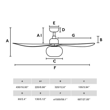 FARO 34362WT-11L - Stropni ventilator OUTWOOD L 1xE27/15W/230V rjava/črna pr. 150 cm Wi-Fi Tuya IP44 + Daljinski upravljalnik