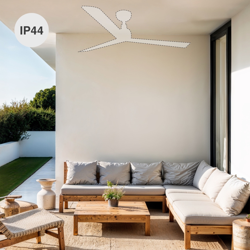 FARO 34370 - Stropni ventilator MARINE M, premer 125 cm, rjav/bel, IP44 + daljinski upravljalnik