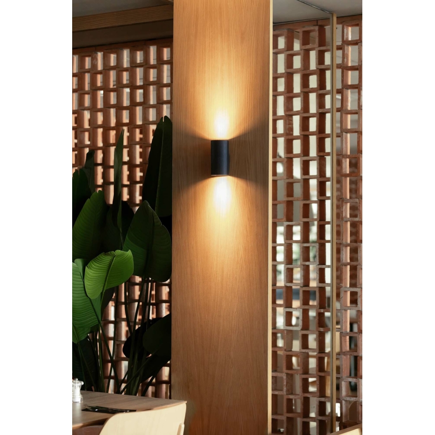 FARO 40543 - Stenska svetilka SOLE 2xGU10/8W/230V črna valovita okrogla