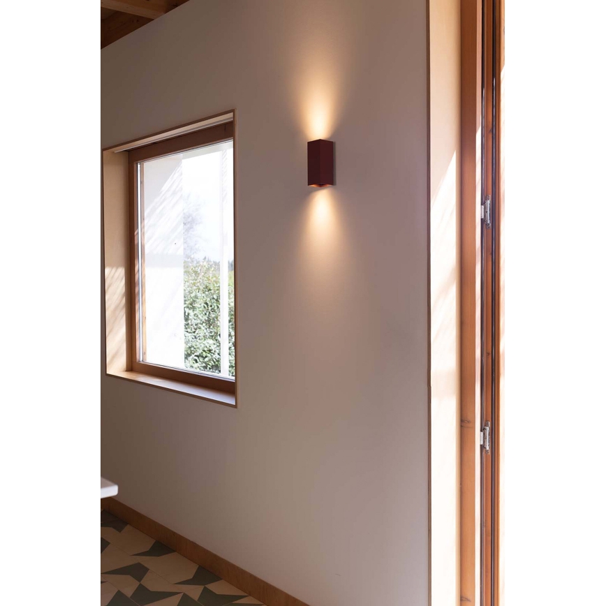 FARO 40568 - Stenska svetilka SOLE 2xGU10/8W/230V opečna valovita kvadraten
