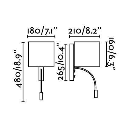 Faro 64323 - LED Stenska svetilka TIRA 1xE27/15W + LED/3W/230V