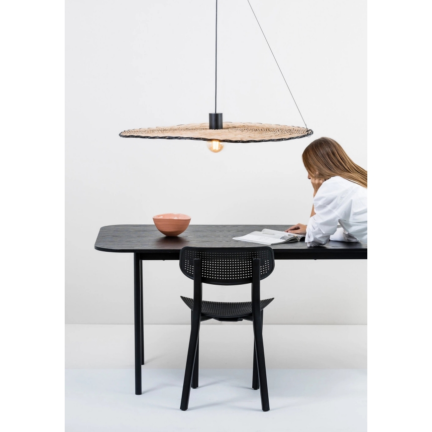 FARO 68590-70 - Lestenec na vrvici COSTAS 1xE27/15W/230V d. 100 cm črna/ratan