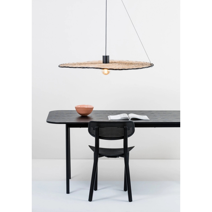 FARO 68590-70 - Lestenec na vrvici COSTAS 1xE27/15W/230V d. 100 cm črna/ratan