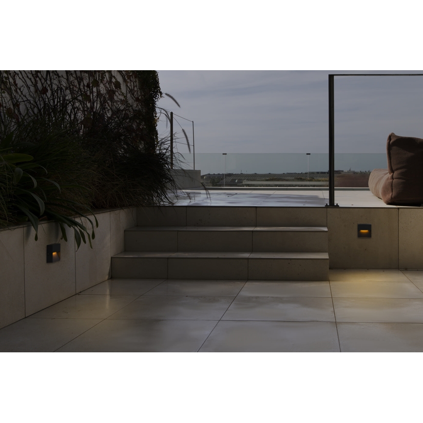 FARO 71963 - LED svetilo za stopnice DUNE LED/3W/230V 2200/2700/3200/4000K IP65 antracit, kvadratno