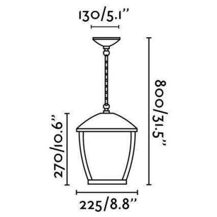 FARO 75002 - Zunanji lestenec na verigi WILMA 1xE27/100W/230V IP44