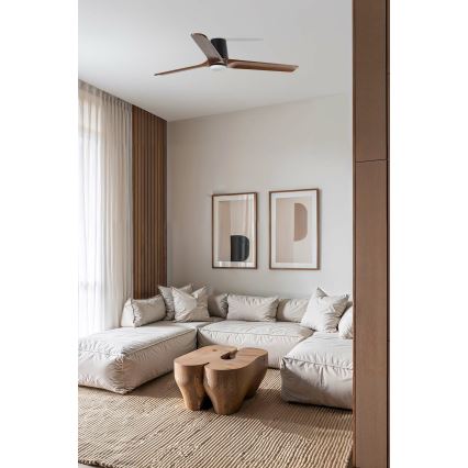 FARO 33839WT-1TW - LED Zatemnitveni stropni ventilator HEYWOOD TUB L LED/10W/230V 2700/4000/6000K bor/črna pr. 132 cm Wi-Fi Tuya + Daljinski upravljalnik