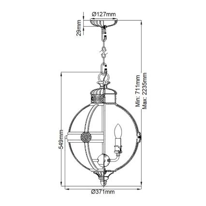 Feiss - Lestenec na verigi ADAMS 3xE14/60W/230V bron