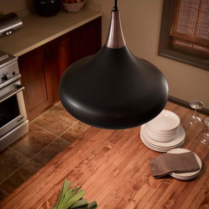 Feiss - Viseči lestenec na kablu BESO 1xE27/60W/230V premer 25,4 cm črna/medena