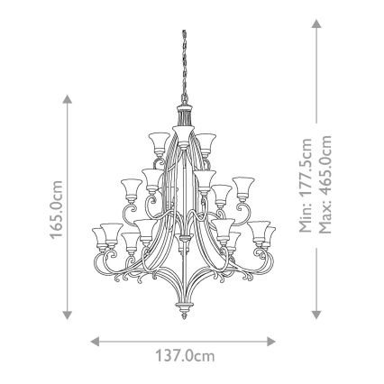 Feiss - Lestenec na verigi DRAWING ROOM 18xE27/60W/230V