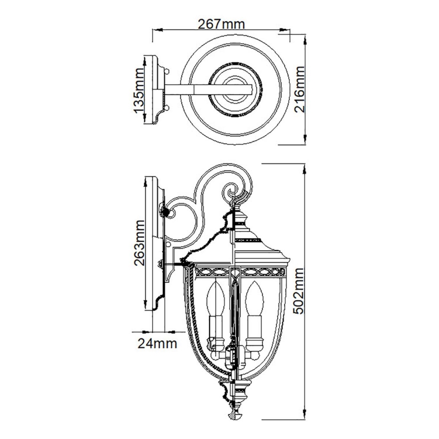 Feiss - Zunanja stenska svetilka ENGLISH BRIDLE 3xE14/60W/230V IP44