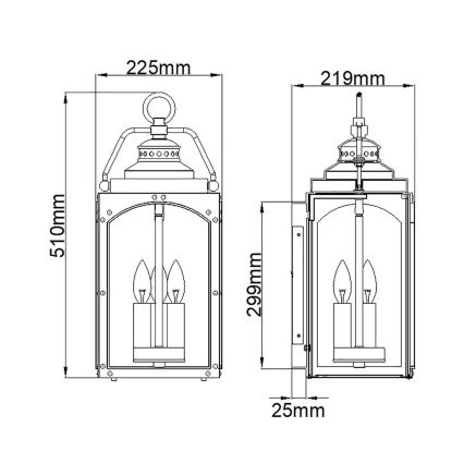 Feiss - Zunanja stenska svetilka RANDHURST 3xE14/40W/230V IP44