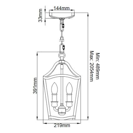 Feiss - Lestenec na verigi YARMOUTH 3xE14/60W/230V