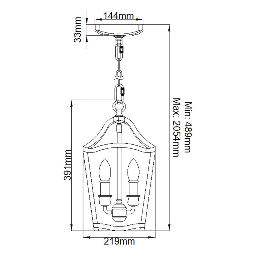 Feiss - Lestenec na verigi YARMOUTH 3xE14/60W/230V