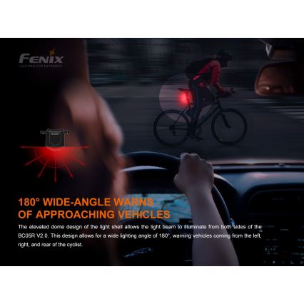 Fenix BC05RV20 - LED Baterijska kolesarska svetilka LED/USB IP66 15 lm 120 ur