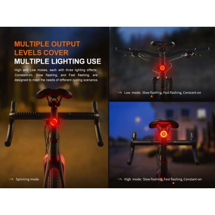Fenix BC06R - LED Zatemnitvena polnilna luč za kolo LED/USB IP66 90 lm 24,5 h