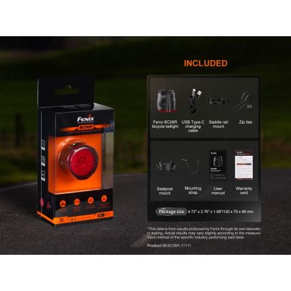 Fenix BC06R - LED Zatemnitvena polnilna luč za kolo LED/USB IP66 90 lm 24,5 h