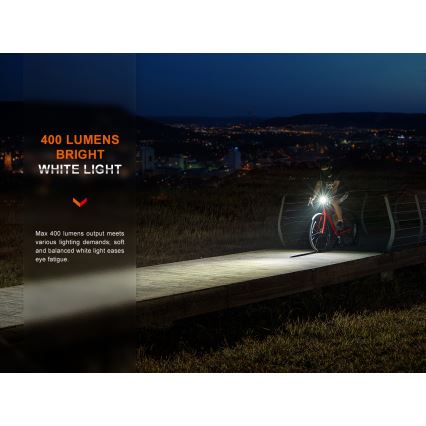 Fenix BC15R - LED Zatemnitvena polnilna luč za kolo LED/USB IP66 400 sijajni 31,5 h 2600 mAh