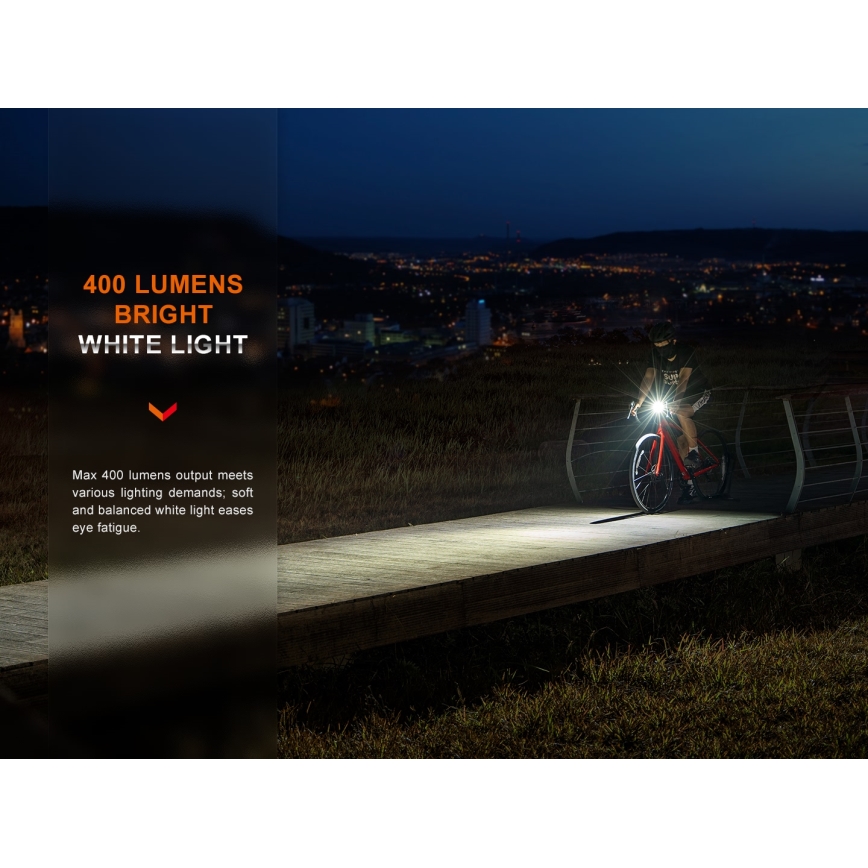 Fenix BC15R - LED Zatemnitvena polnilna luč za kolo LED/USB IP66 400 sijajni 31,5 h 2600 mAh