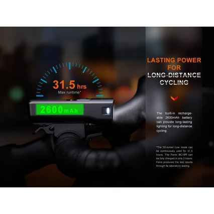 Fenix BC15R - LED Zatemnitvena polnilna luč za kolo LED/USB IP66 400 sijajni 31,5 h 2600 mAh