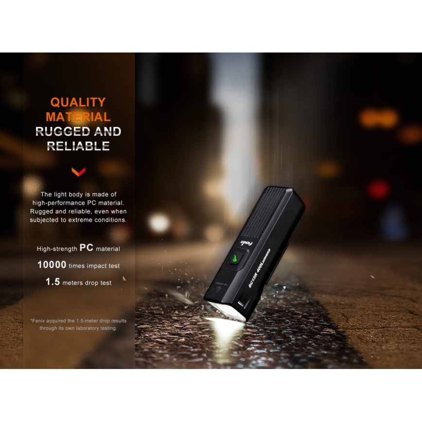 Fenix BC15R - LED Zatemnitvena polnilna luč za kolo LED/USB IP66 400 sijajni 31,5 h 2600 mAh