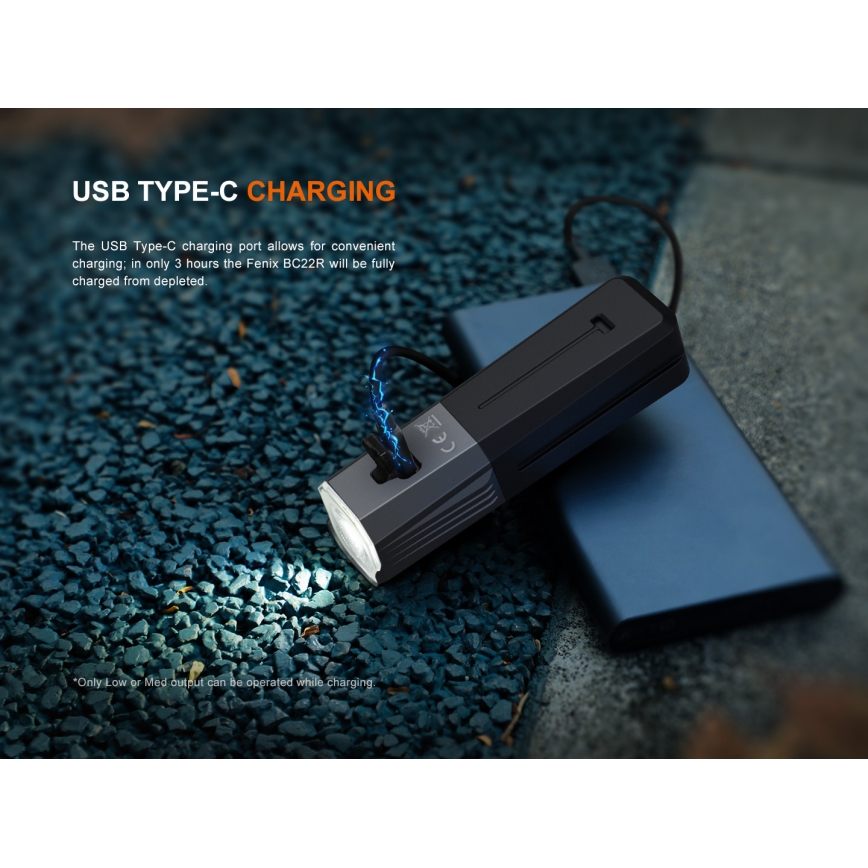 Fenix BC22R - LED zatemnjevalna polnilna kolesarska svetilka LED/USB 3400 mAh IP66 1400 lm 41 h črna