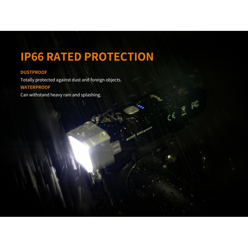 Fenix BC25R - LED Polnilna kolesarska svetilka LED/USB IP66 600 lm 36 ur