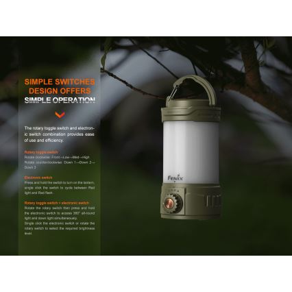 Fenix CL26RPROCAM - LED Zatemnitvena prenosni polnilna svetilka LED/USB IP66 650 lm 408 h 5000 mAh siva