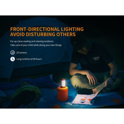 Fenix CL26RRED - LED Zatemnitvena prenosni polnilna svetilka LED/USB/2xCR123A IP66 400 sijajni 400 h 2600 mAh oranžna