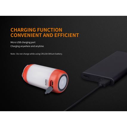 Fenix CL26RRED - LED Zatemnitvena prenosni polnilna svetilka LED/USB/2xCR123A IP66 400 sijajni 400 h 2600 mAh oranžna